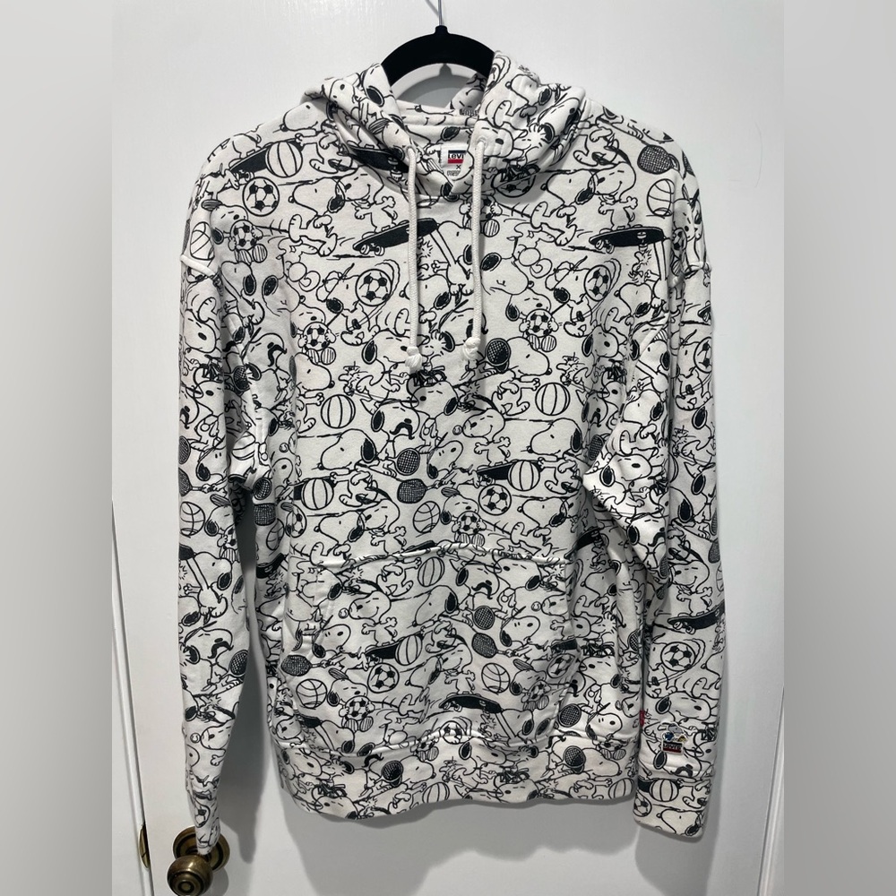 Levi's Peanuts Graphic Hoodie - White and Black Size Small